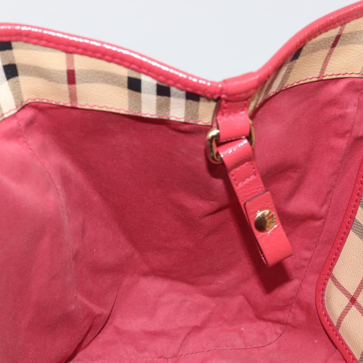 BURBERRY Nova Check Shoulder Bag PVC Beige Gold Auth mr2695