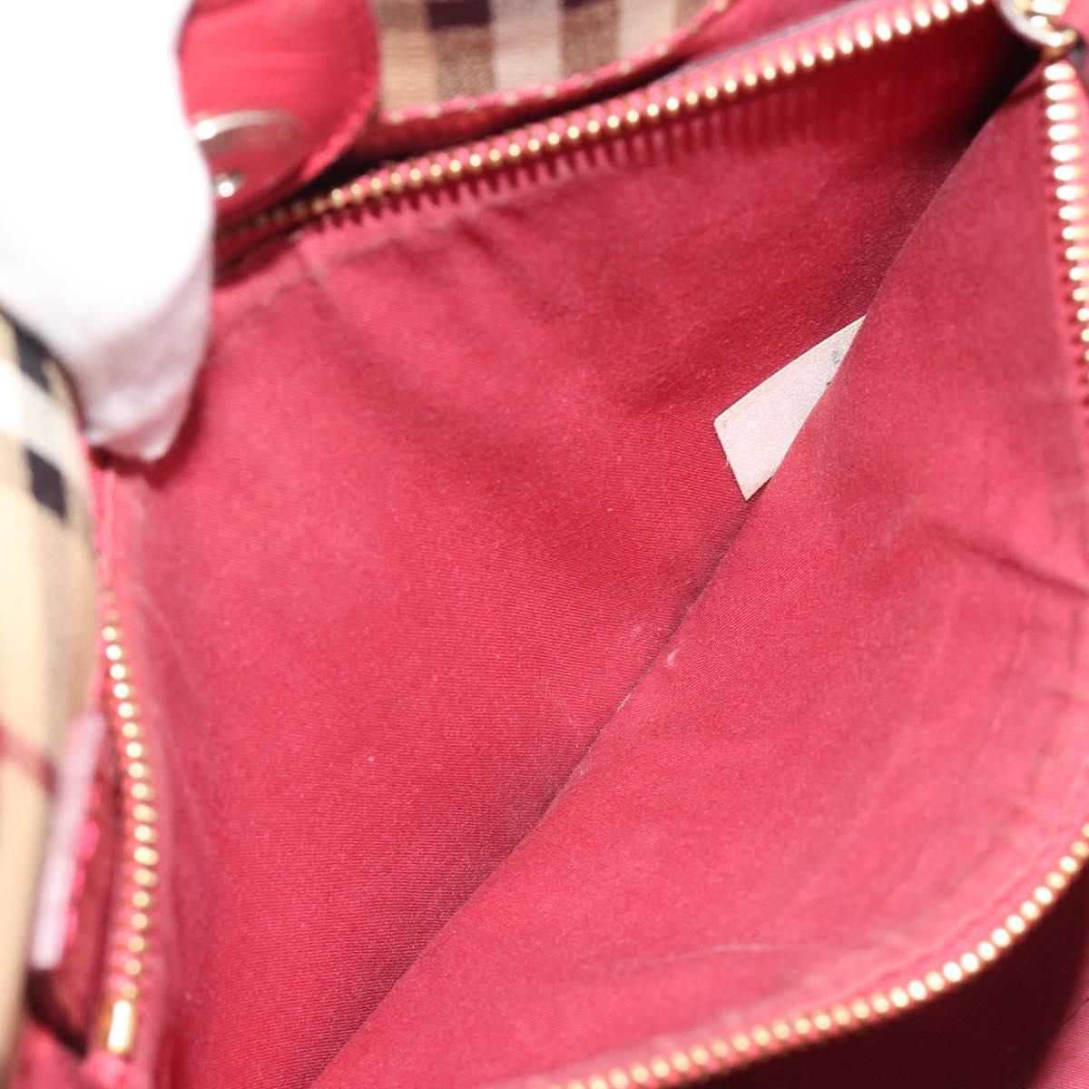 BURBERRY Nova Check Shoulder Bag PVC Beige Gold Auth mr2695