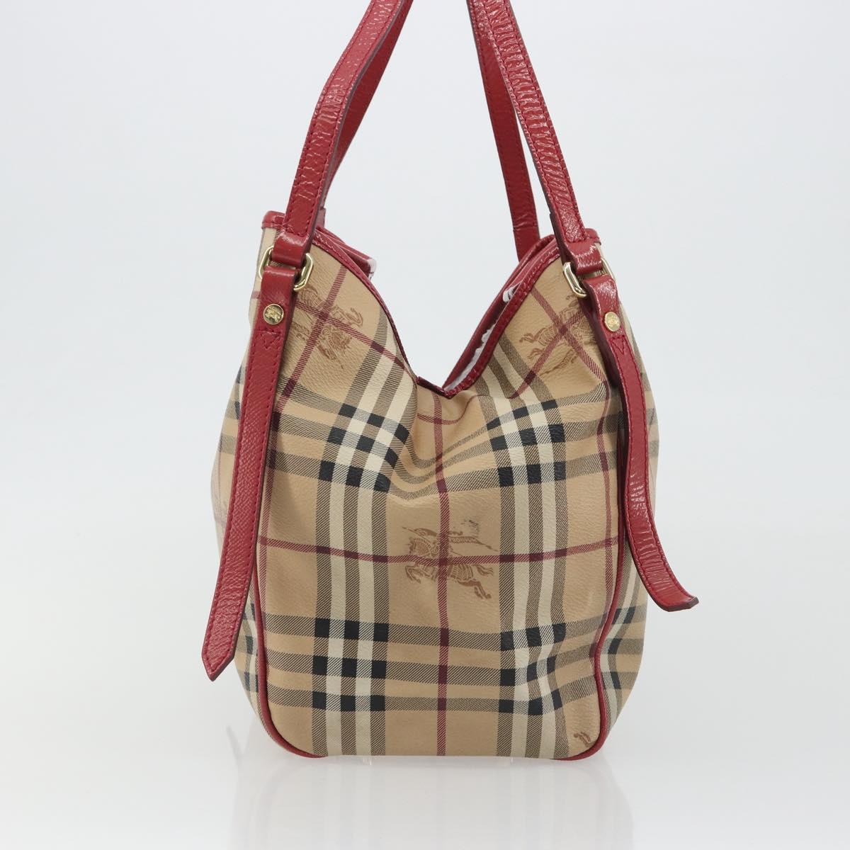 BURBERRY Nova Check Shoulder Bag PVC Beige Gold Auth mr2695