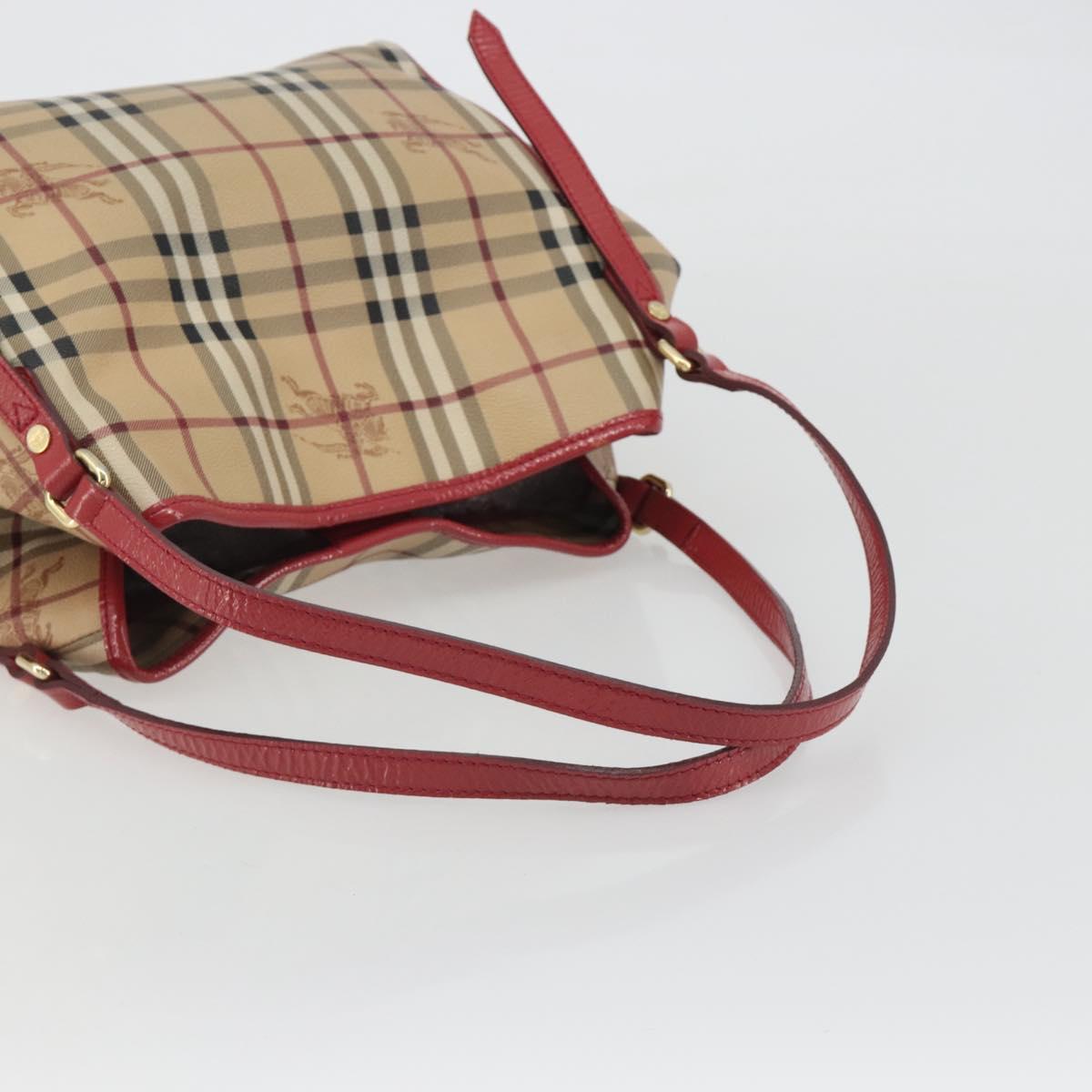 BURBERRY Nova Check Shoulder Bag PVC Beige Gold Auth mr2695