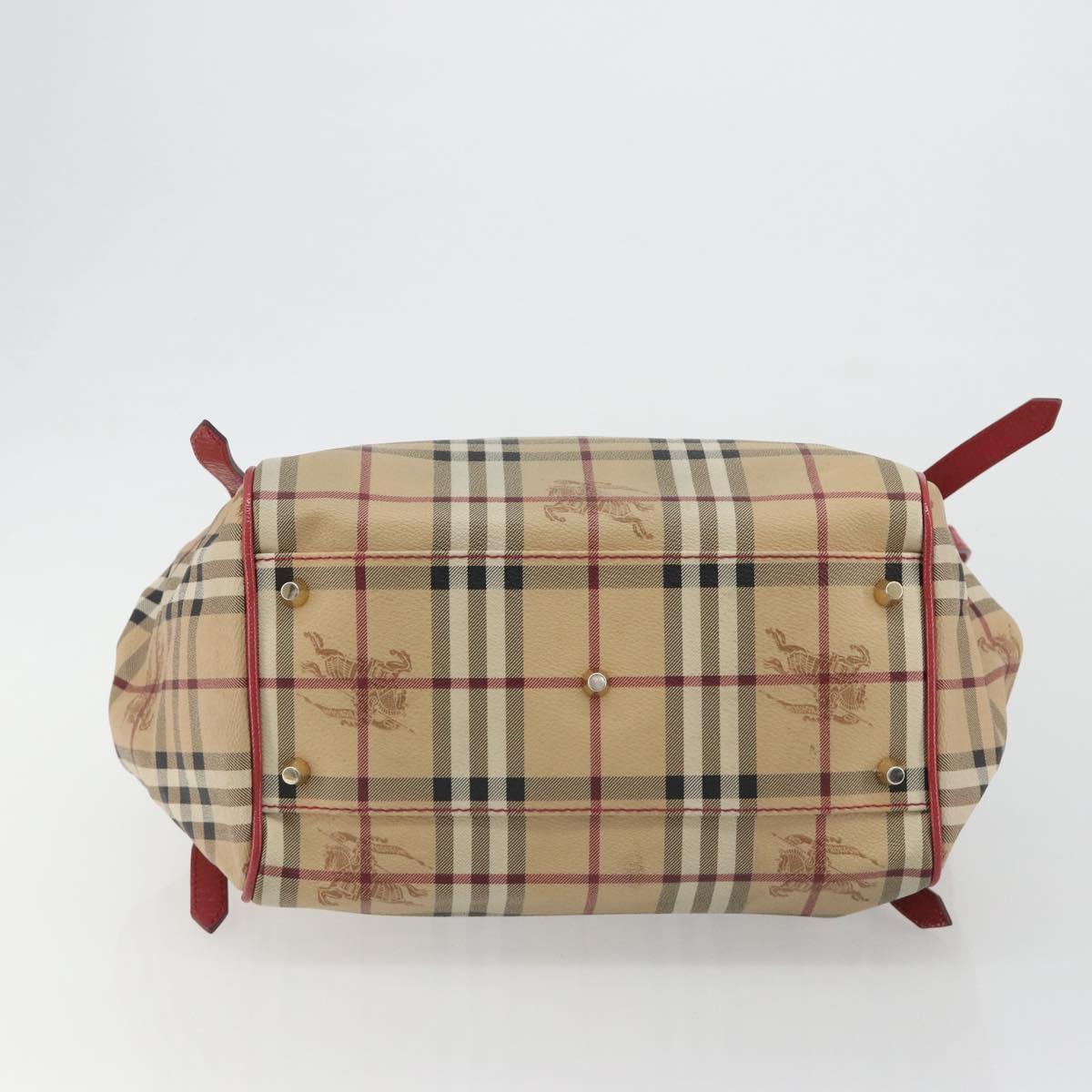 BURBERRY Nova Check Shoulder Bag PVC Beige Gold Auth mr2695