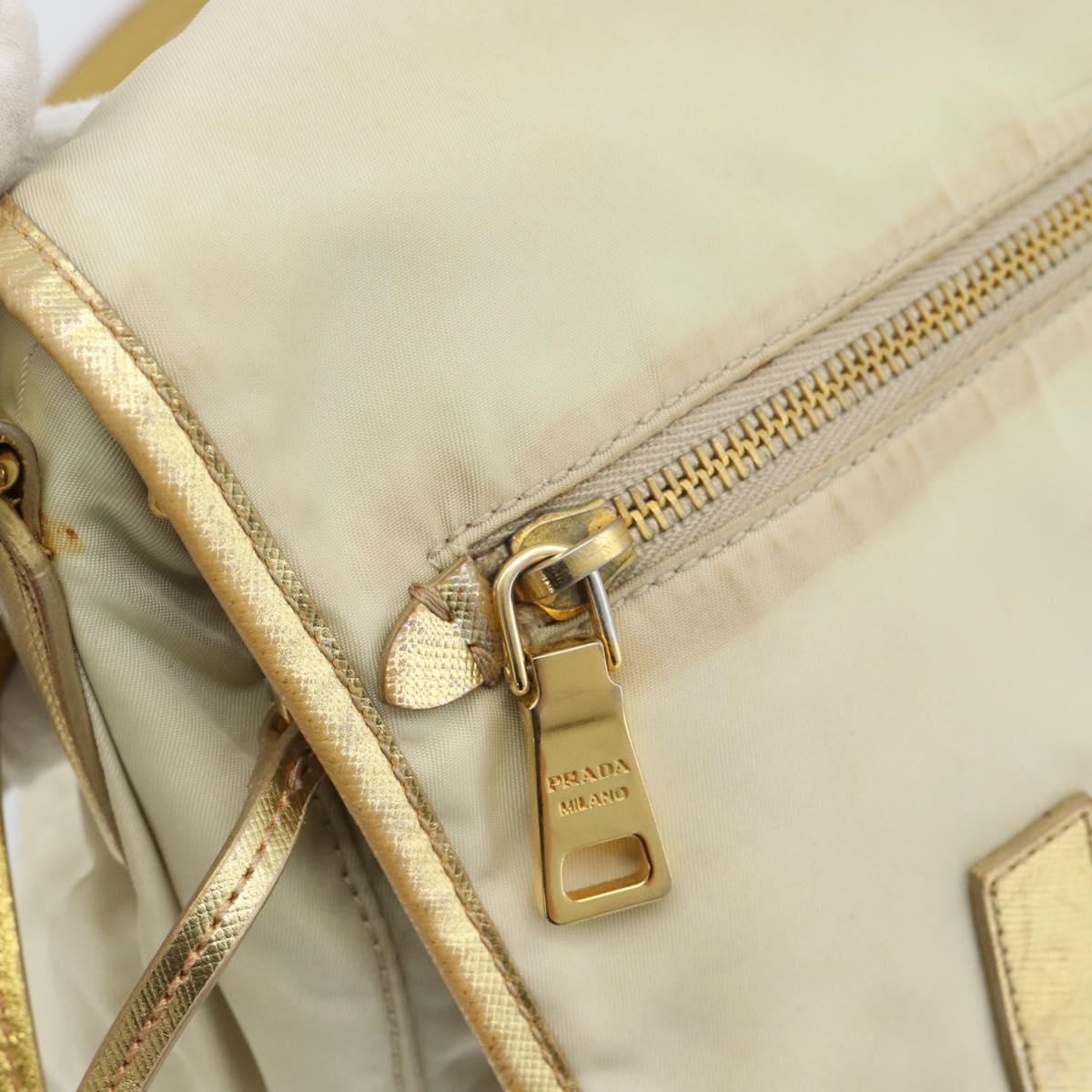PRADA Shoulder Bag Nylon Gold Auth mr2696