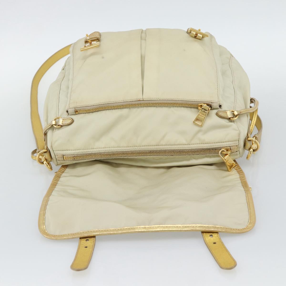 PRADA Shoulder Bag Nylon Gold Auth mr2696