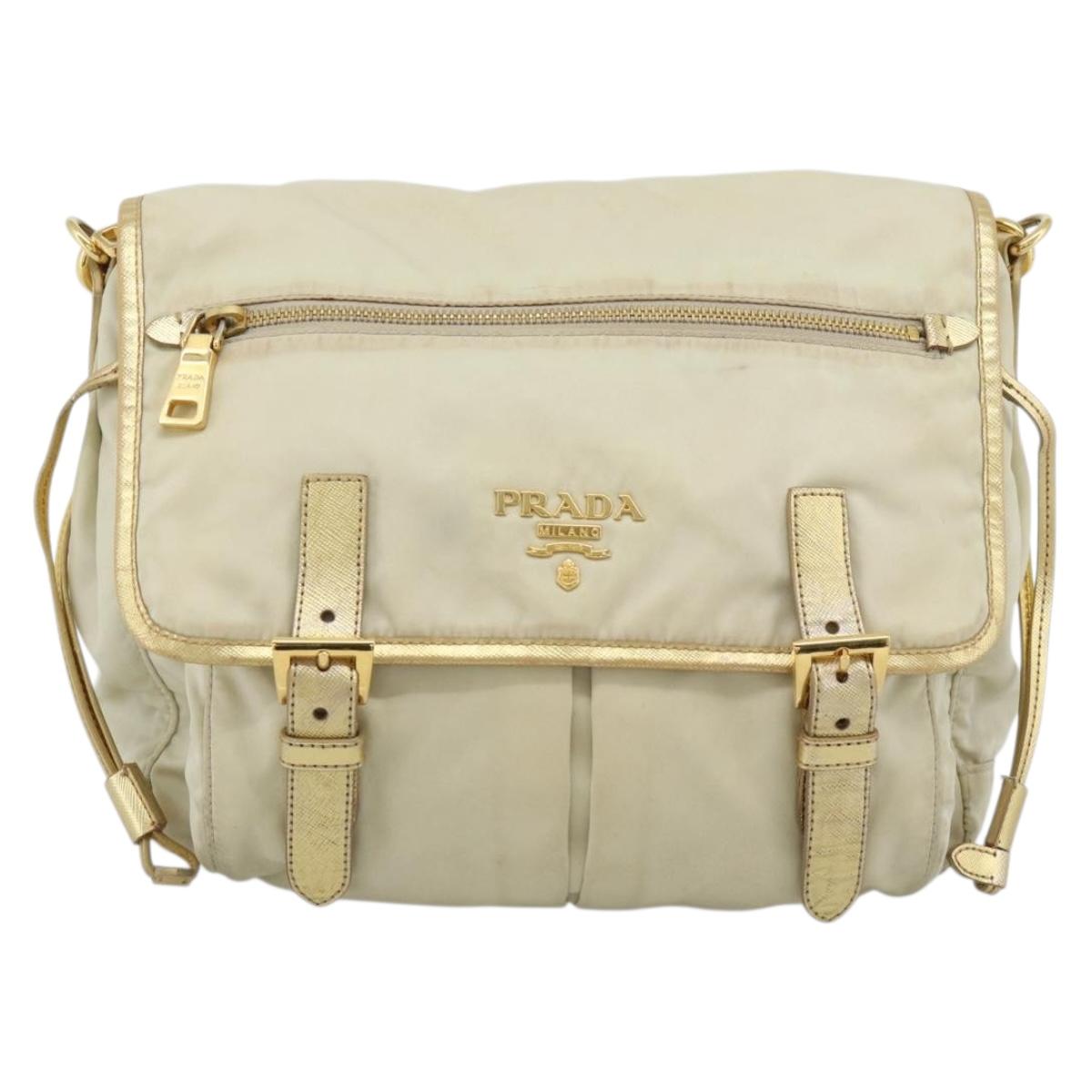 PRADA Shoulder Bag Nylon Gold Auth mr2696