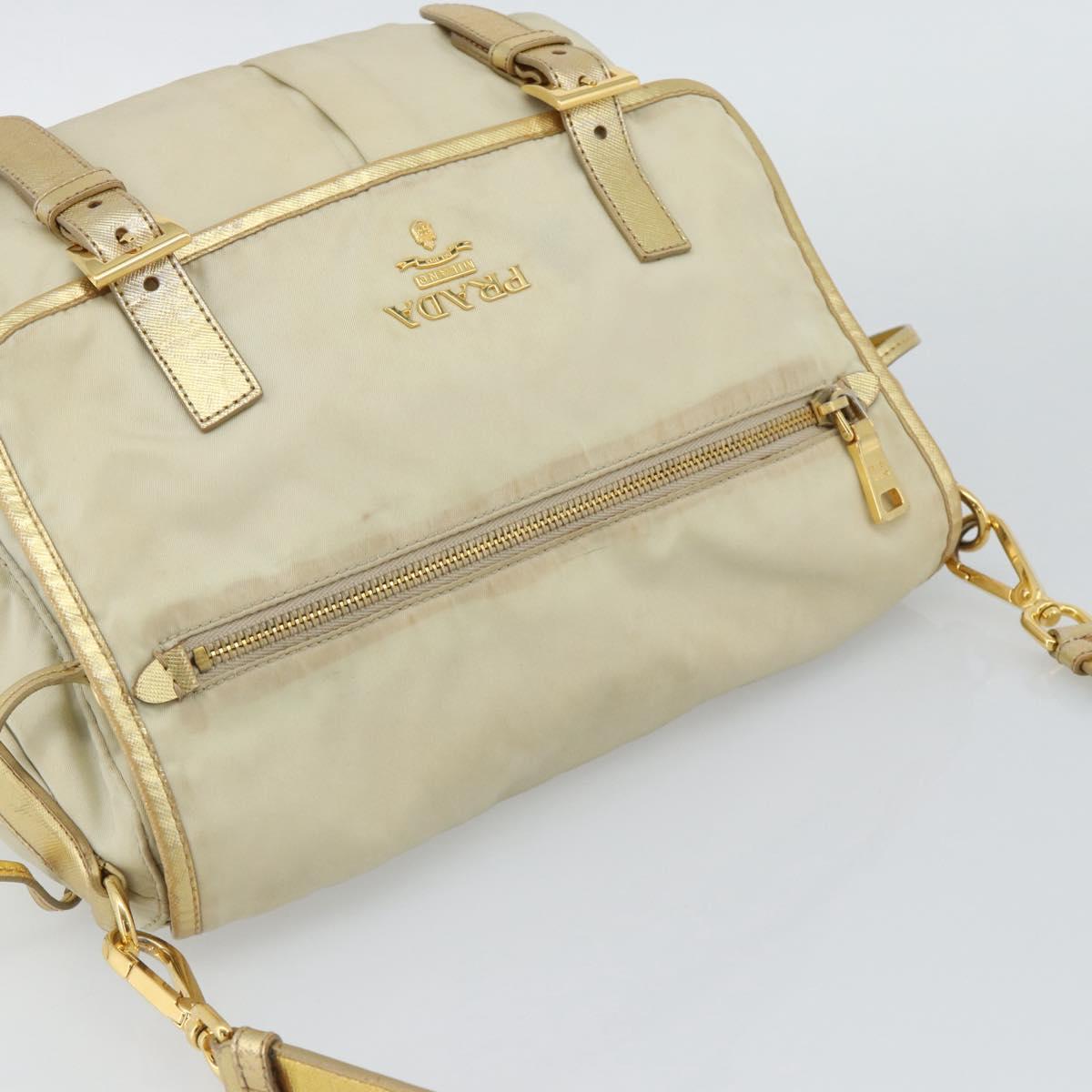 PRADA Shoulder Bag Nylon Gold Auth mr2696