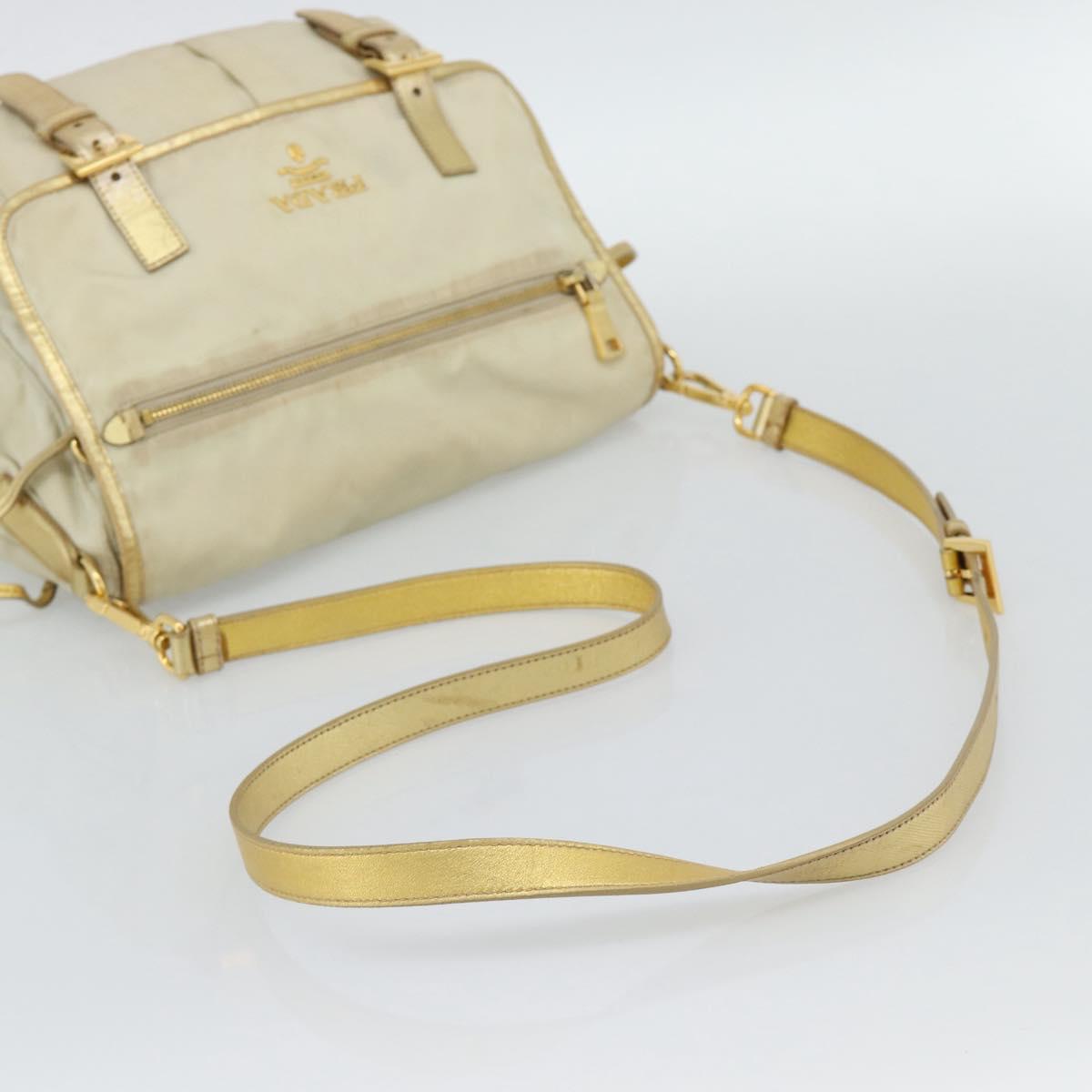 PRADA Shoulder Bag Nylon Gold Auth mr2696