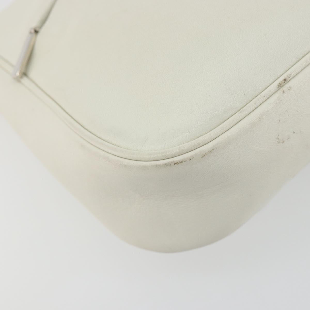GUCCI Bamboo Shoulder Bag Leather White Silver 001 3870 Auth mr2697