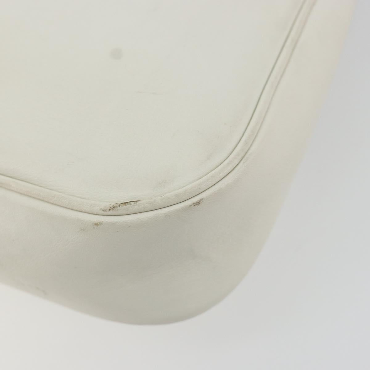 GUCCI Bamboo Shoulder Bag Leather White Silver 001 3870 Auth mr2697