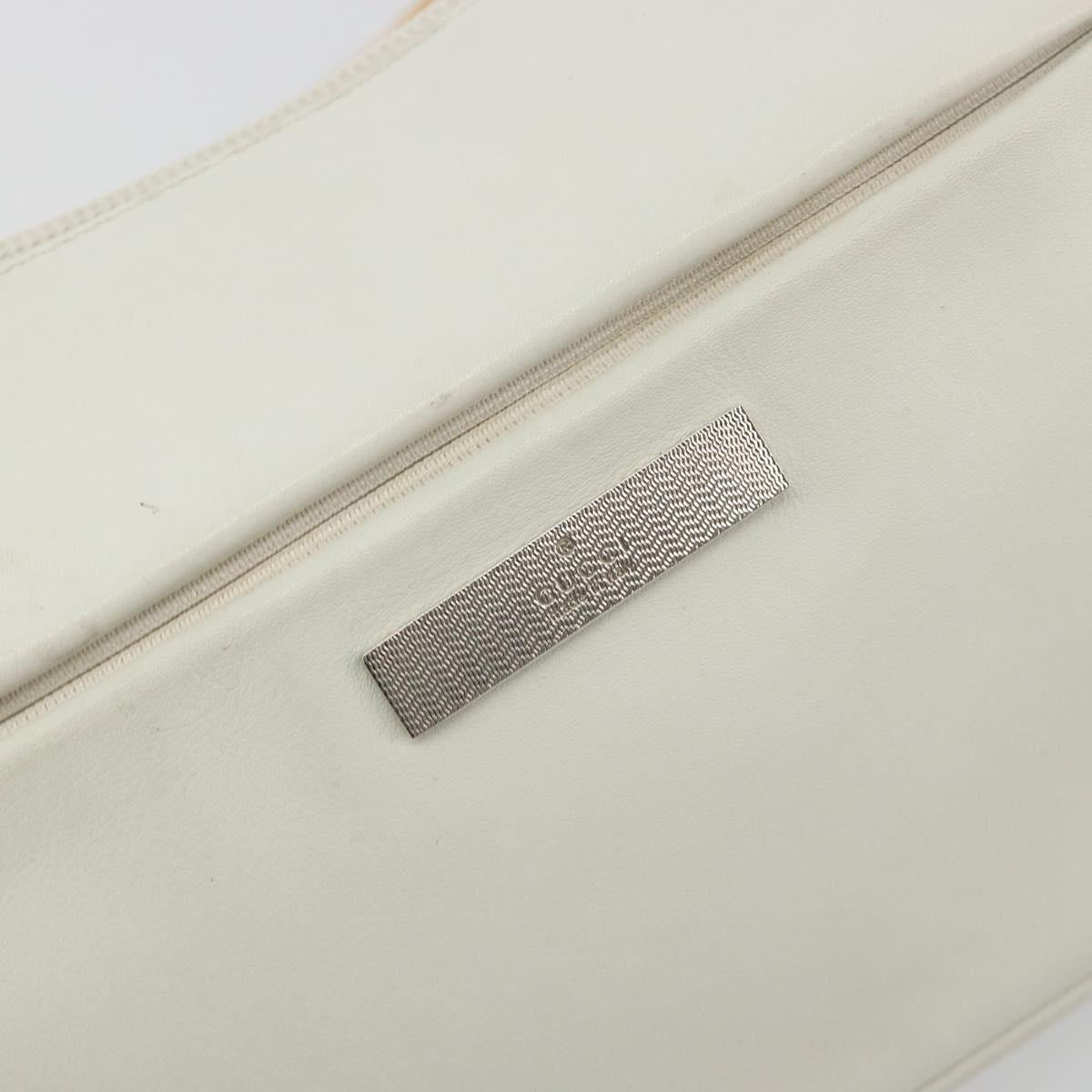 GUCCI Bamboo Shoulder Bag Leather White Silver 001 3870 Auth mr2697