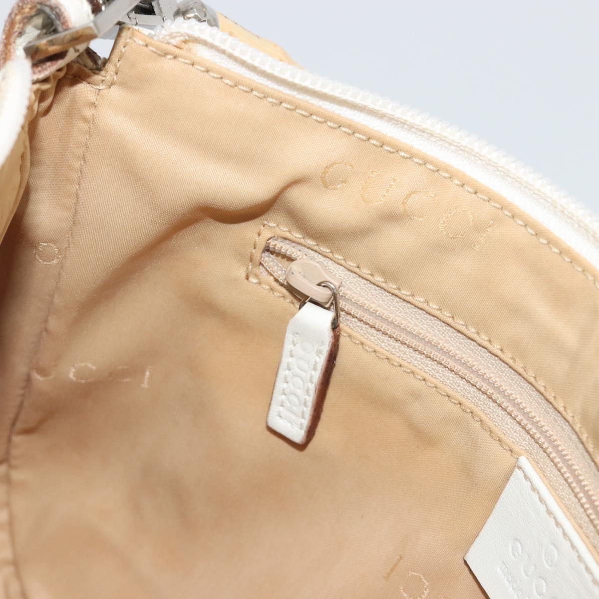 GUCCI Bamboo Shoulder Bag Leather White Silver 001 3870 Auth mr2697