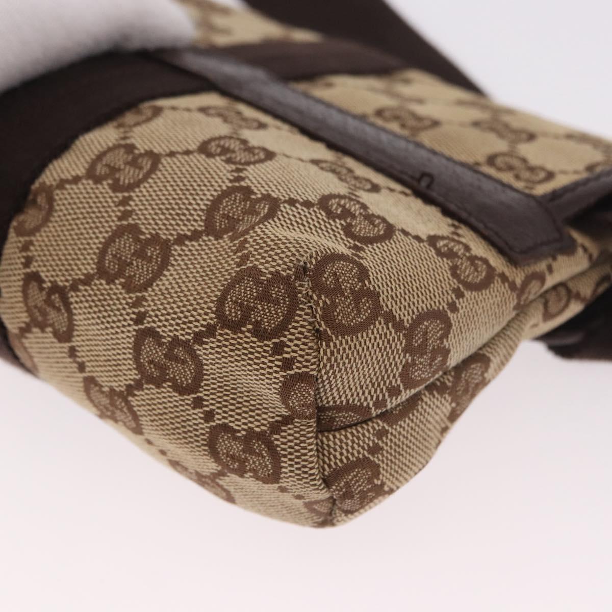 GUCCI GG Canvas Body Bag Beige Silver 131236 Auth mr2698