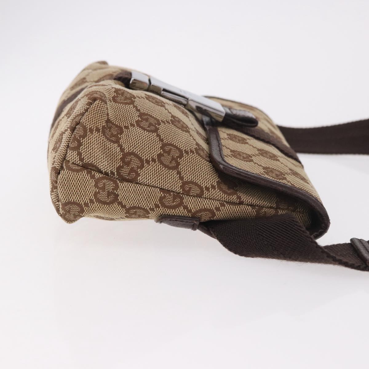 GUCCI GG Canvas Body Bag Beige Silver 131236 Auth mr2698