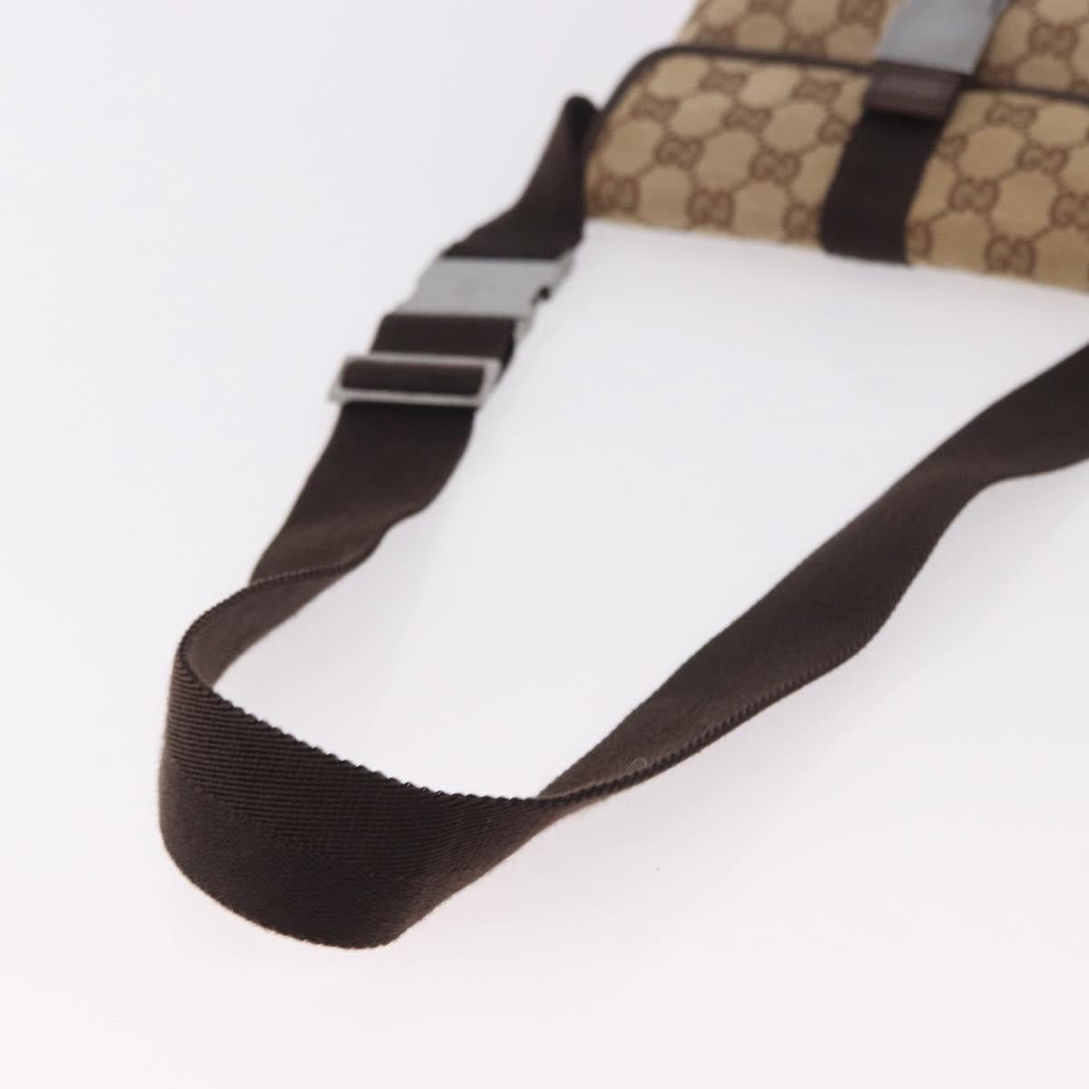 GUCCI GG Canvas Body Bag Beige Silver 131236 Auth mr2698
