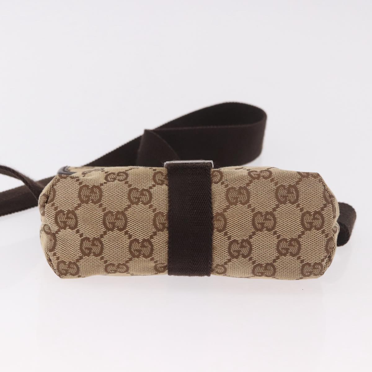 GUCCI GG Canvas Body Bag Beige Silver 131236 Auth mr2698