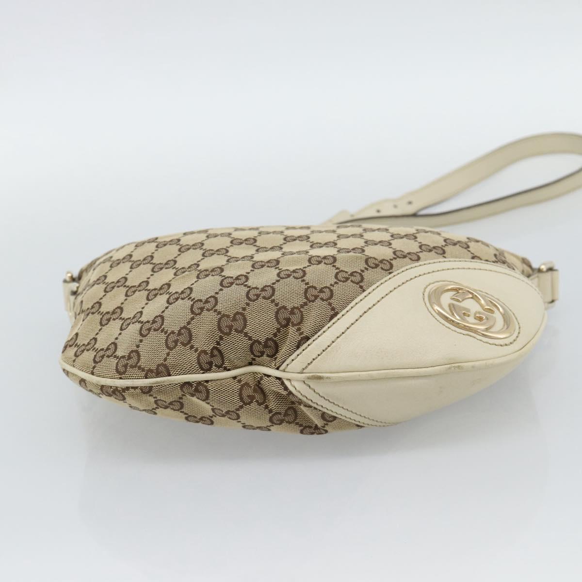 GUCCI GG Canvas Newbrit Shoulder Bag Beige Gold 169998 Auth mr2699A