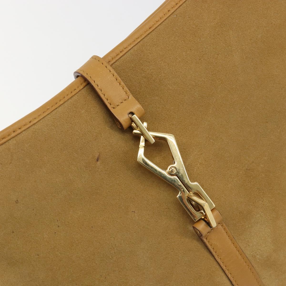 GUCCI Bamboo Shoulder Bag Suede Leather Brown Gold 001 4060 Auth mr2700A