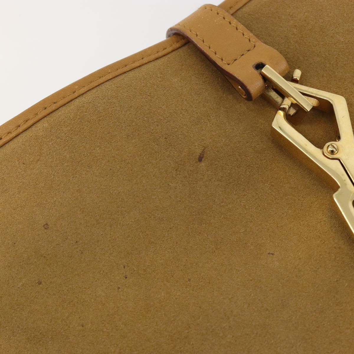 GUCCI Bamboo Shoulder Bag Suede Leather Brown Gold 001 4060 Auth mr2700A