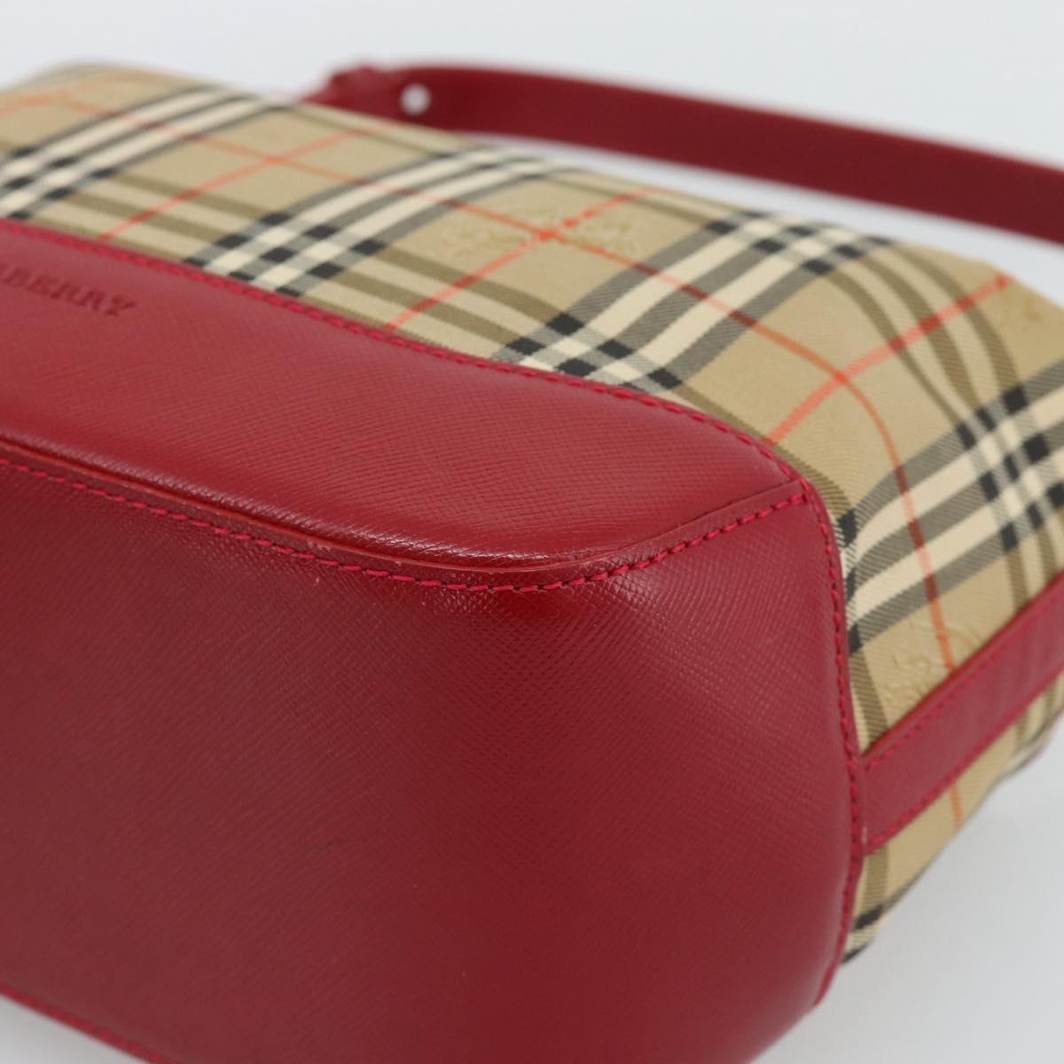 BURBERRY Nova Check Hand Bag Canvas Beige Gold Auth mr2701