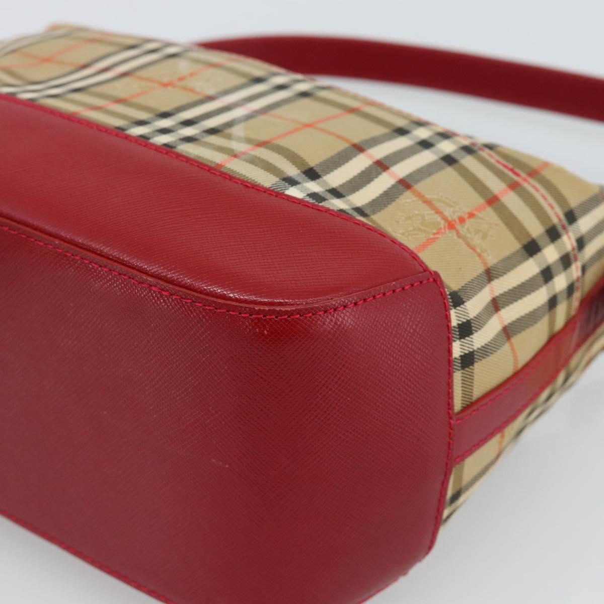 BURBERRY Nova Check Hand Bag Canvas Beige Gold Auth mr2701