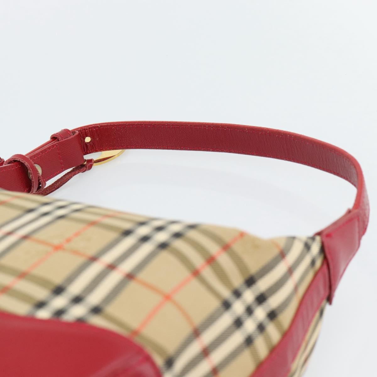 BURBERRY Nova Check Hand Bag Canvas Beige Gold Auth mr2701