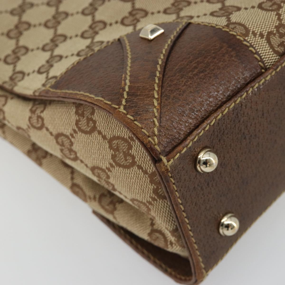 GUCCI GG Canvas Hand Bag Beige Gold 120895 Auth mr2703