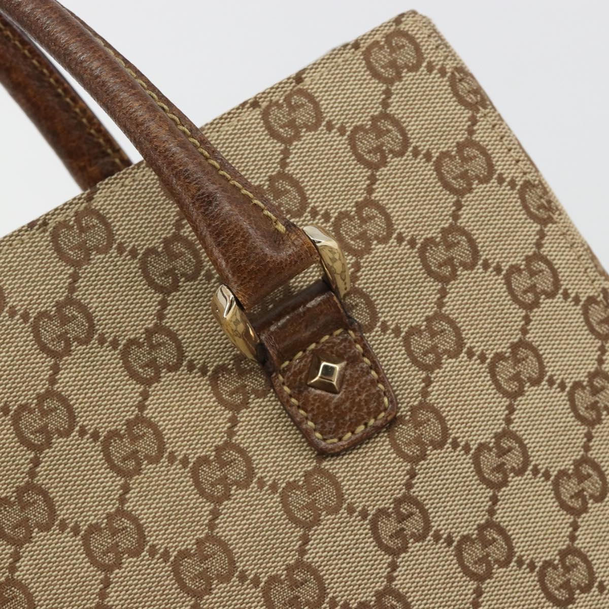 GUCCI GG Canvas Hand Bag Beige Gold 120895 Auth mr2703