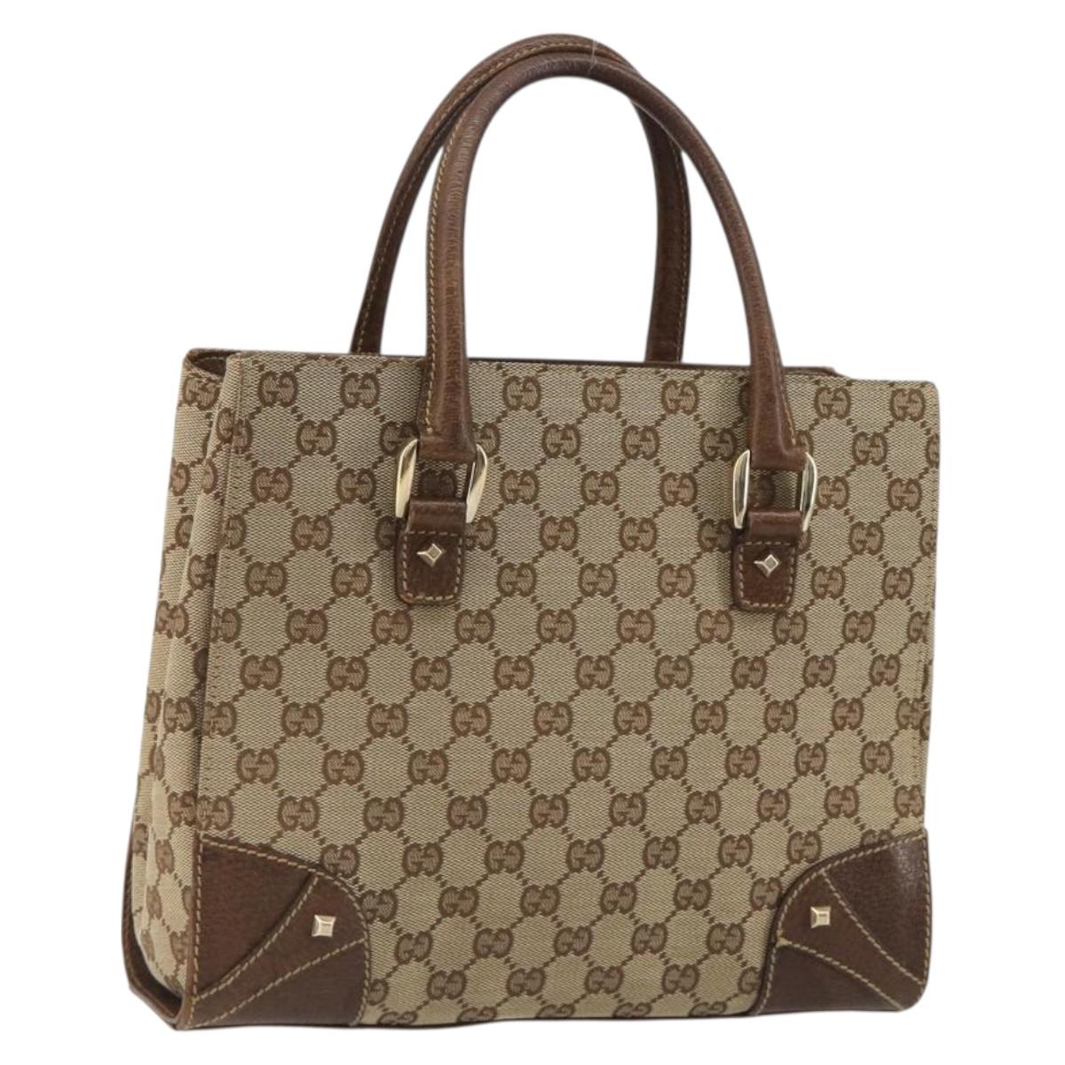 GUCCI GG Canvas Hand Bag Beige Gold 120895 Auth mr2703