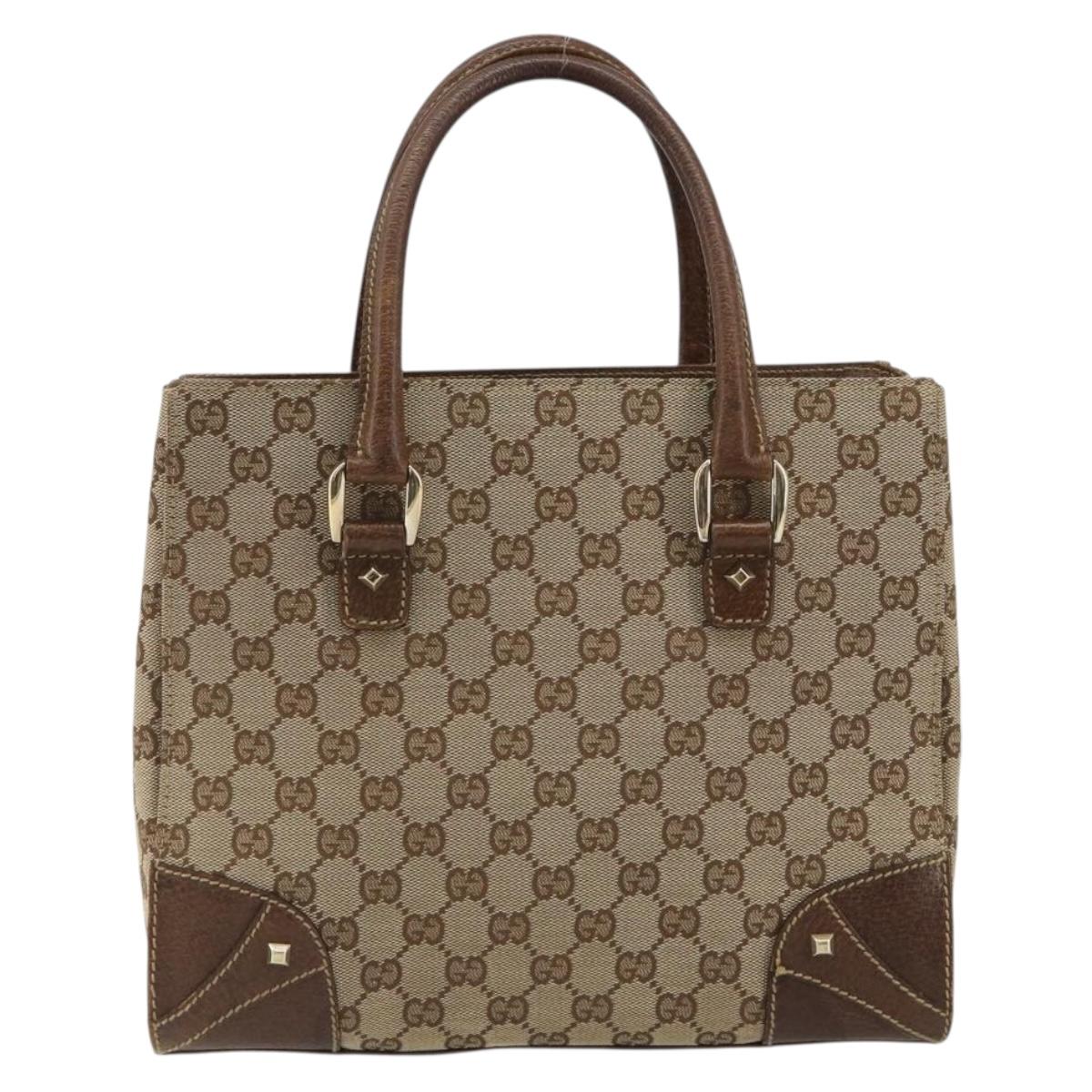 GUCCI GG Canvas Hand Bag Beige Gold 120895 Auth mr2703