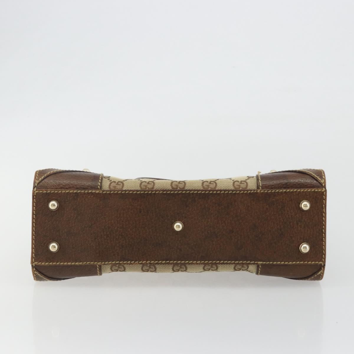 GUCCI GG Canvas Hand Bag Beige Gold 120895 Auth mr2703
