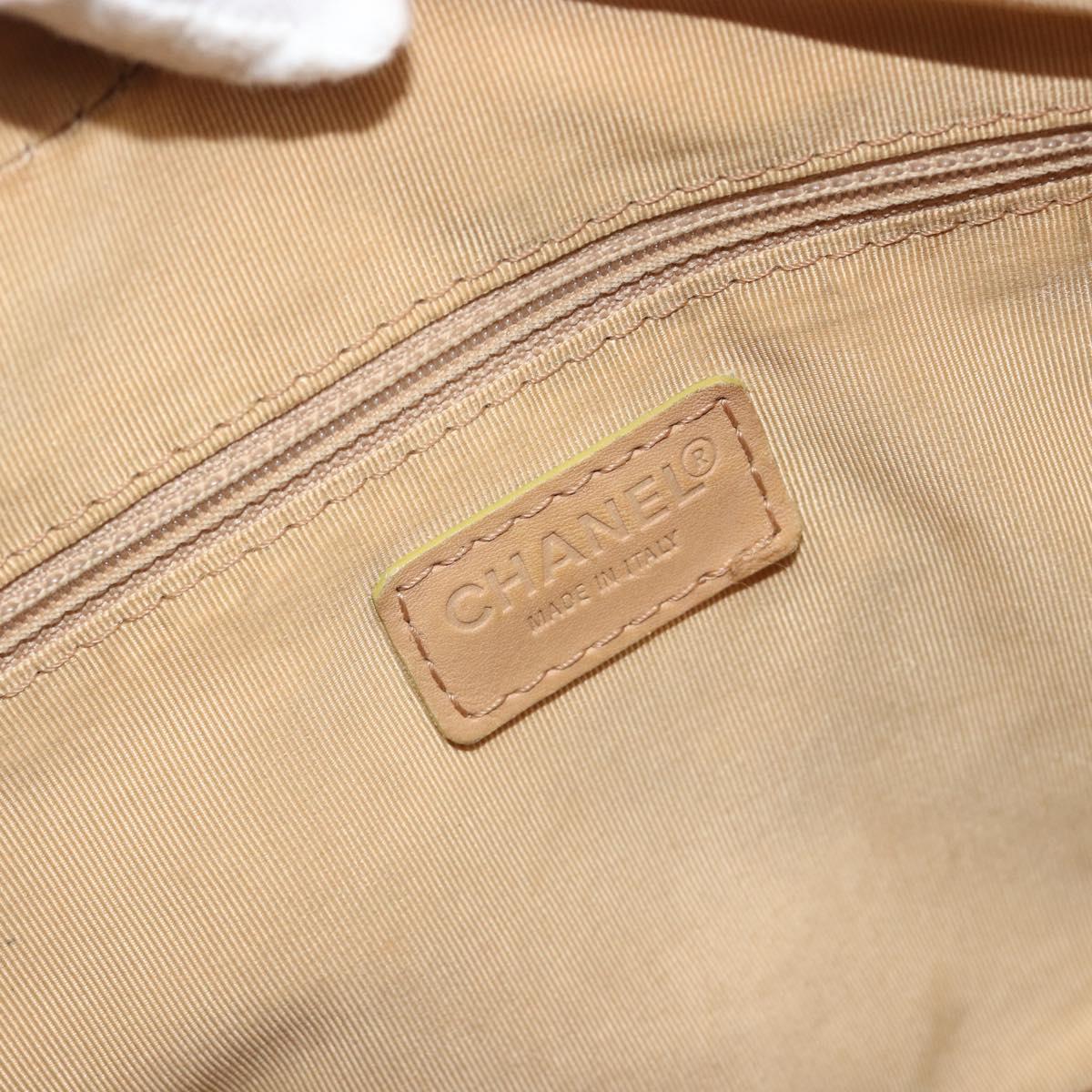 CHANEL Wild Stitch Hand Bag Leather Perfo Beige Gold CC Auth mr2706