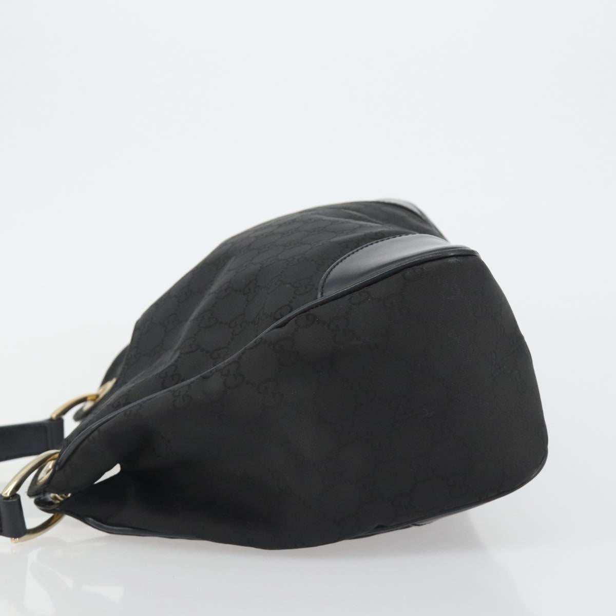 GUCCI GG Canvas Shoulder Bag Nylon Black Gold 257265 Auth mr2707A