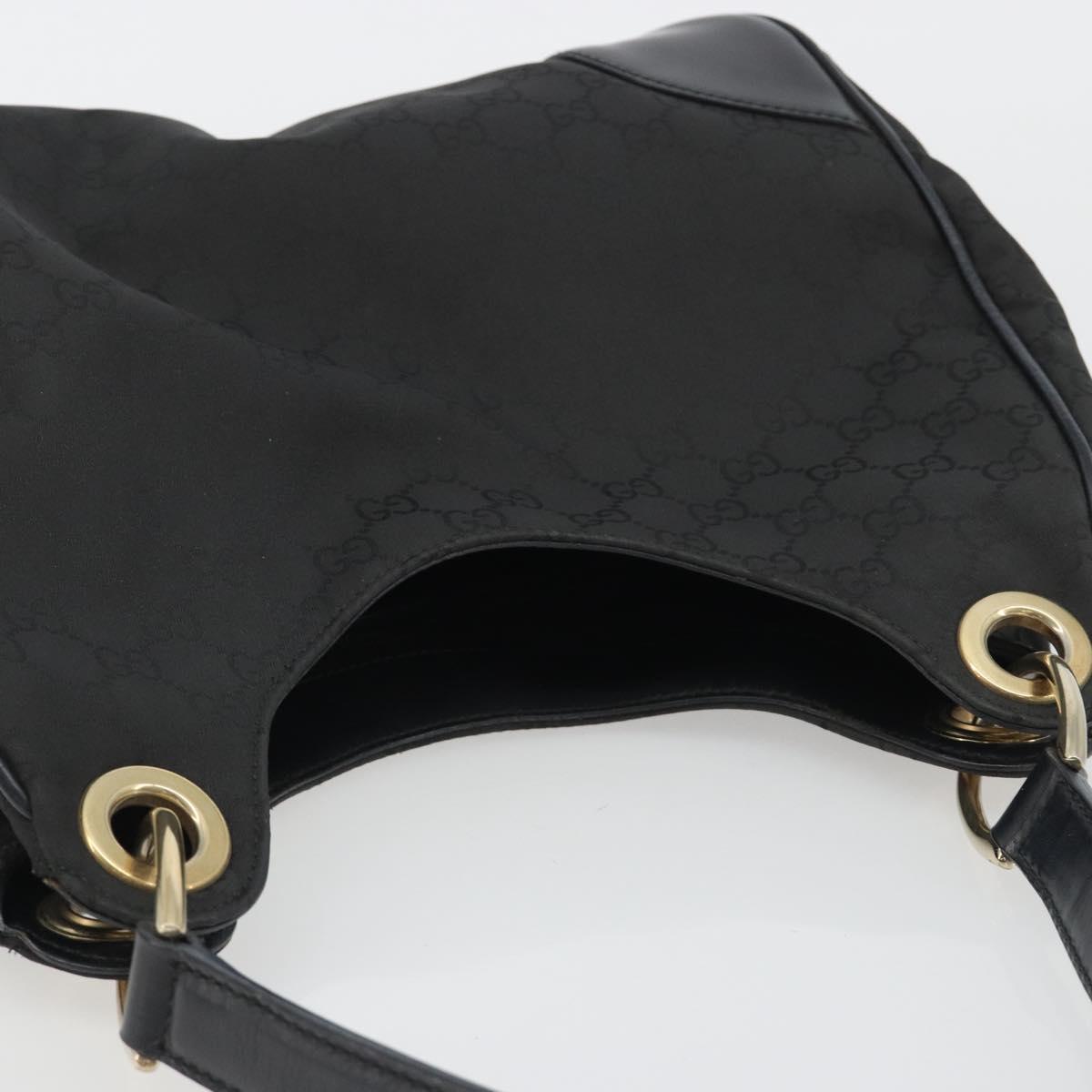 GUCCI GG Canvas Shoulder Bag Nylon Black Gold 257265 Auth mr2707A