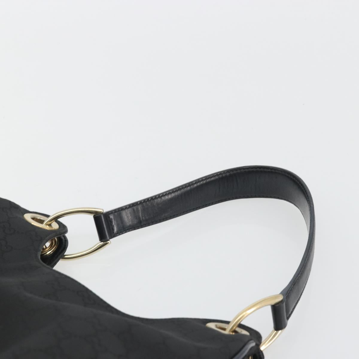 GUCCI GG Canvas Shoulder Bag Nylon Black Gold 257265 Auth mr2707A