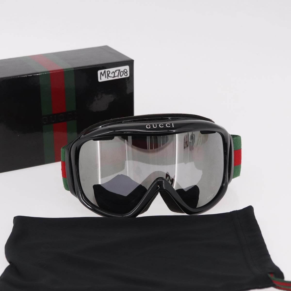 GUCCI Web Sherry Line Ski Goggles plastic Black Auth mr2708