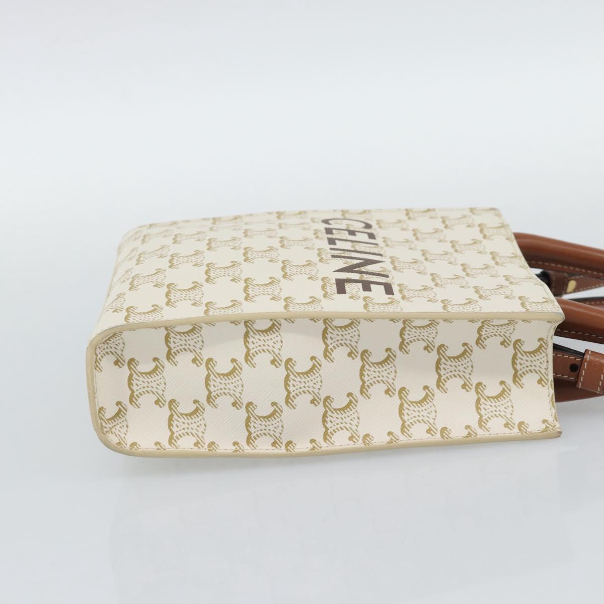 CELINE Triomphe Vertical Cabas Mini Bag Leather 2way Beige Gold Auth mr2709V
