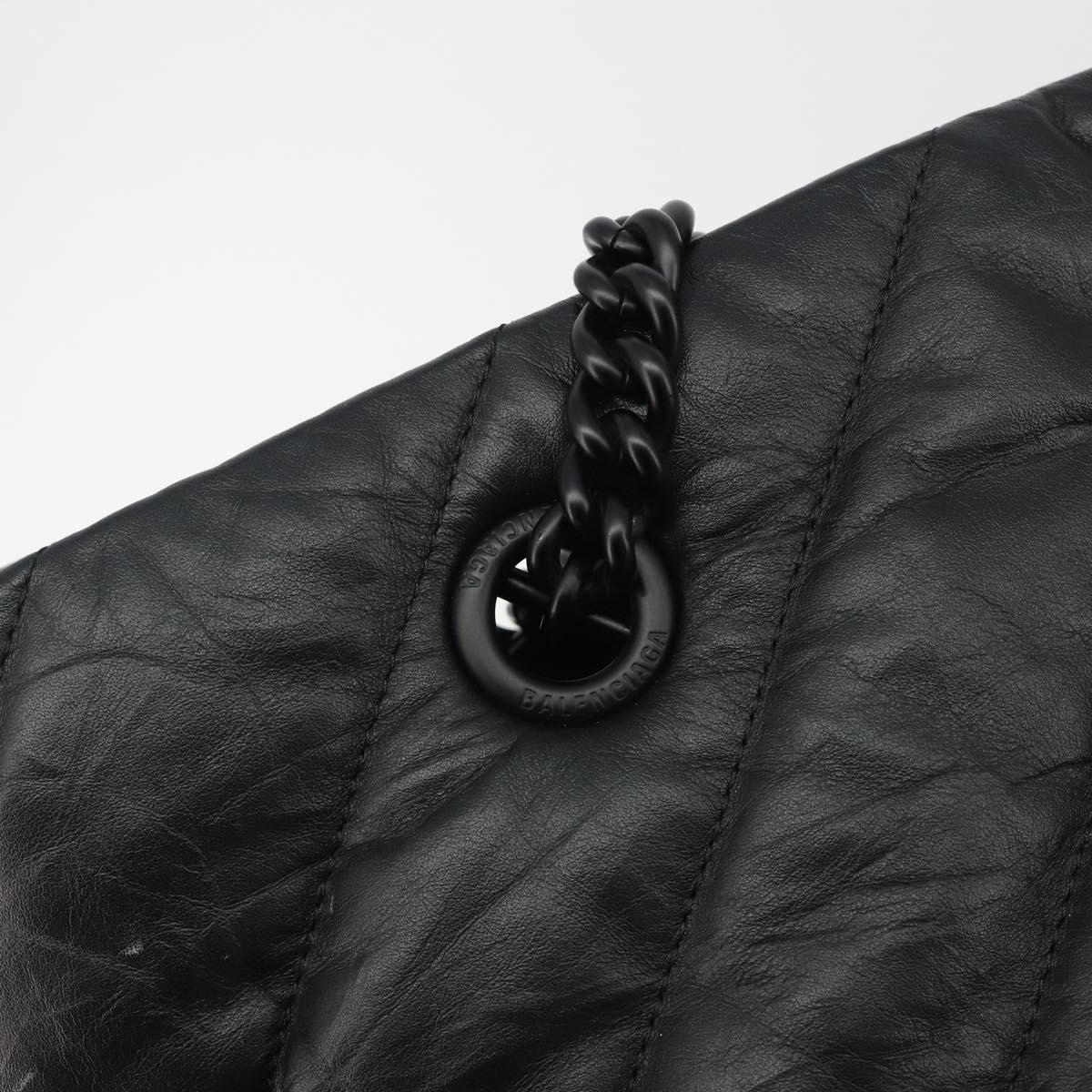 BALENCIAGA Crash Shoulder Bag Leather Black 777856 Auth mr2710V