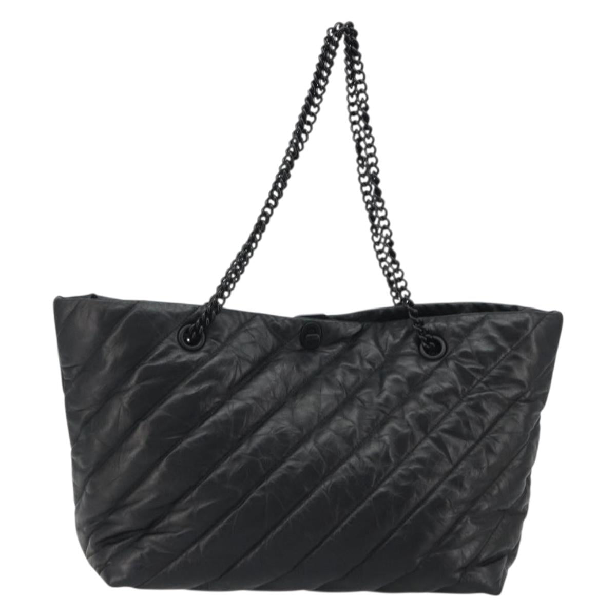 BALENCIAGA Crash Shoulder Bag Leather Black 777856 Auth mr2710V