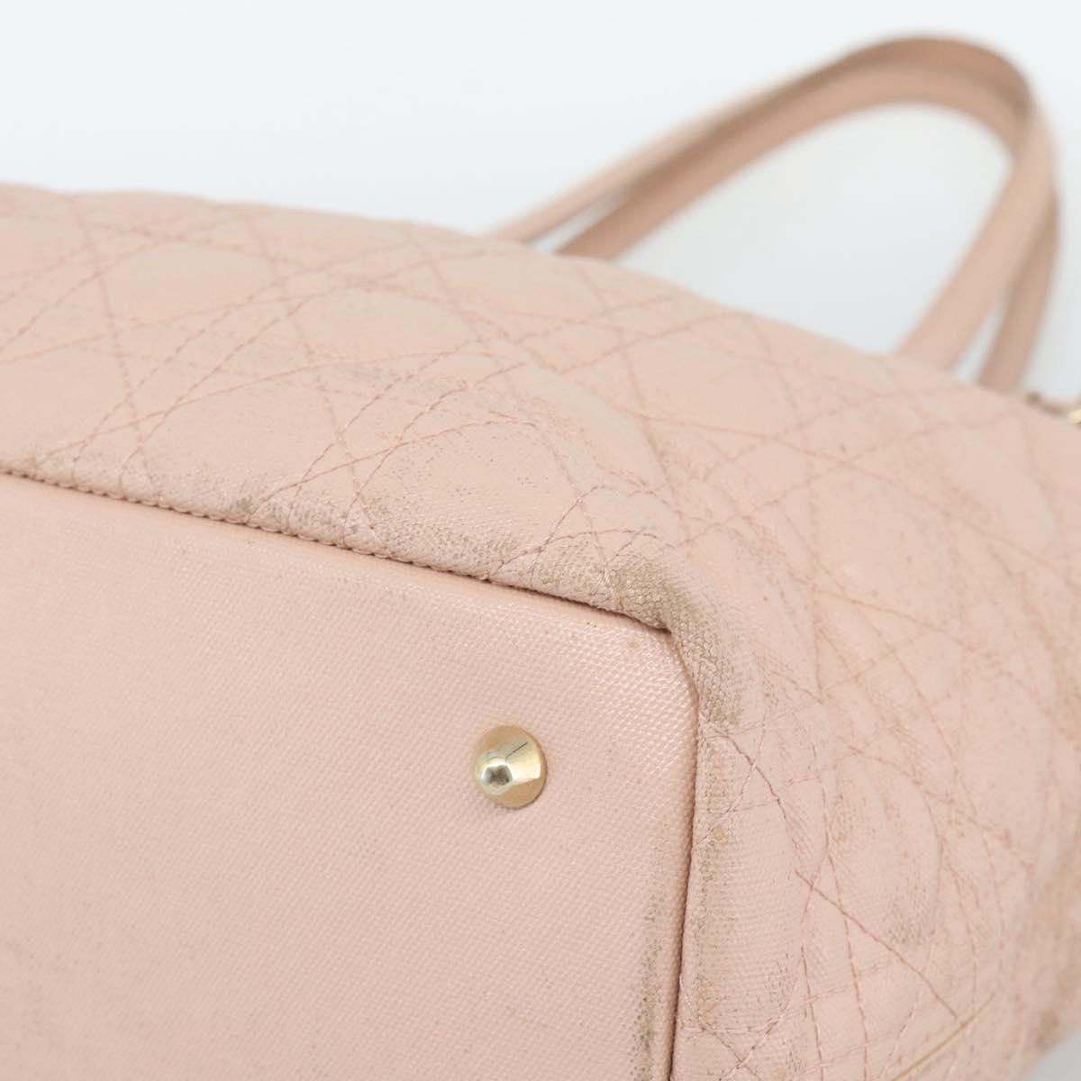 Christian Dior Canage Panarea Tote Bag Coated Canvas Pink Gold Auth mr2712