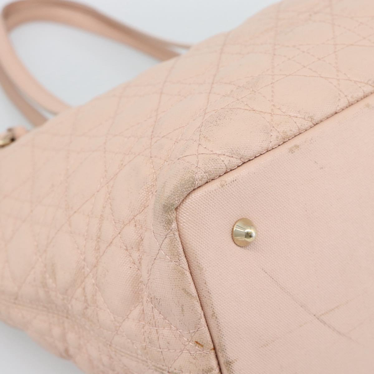 Christian Dior Canage Panarea Tote Bag Coated Canvas Pink Gold Auth mr2712