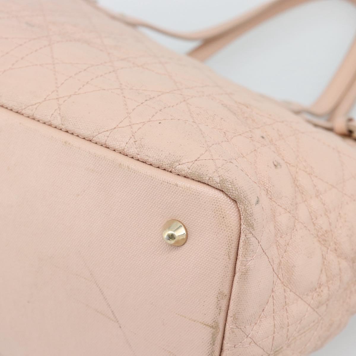 Christian Dior Canage Panarea Tote Bag Coated Canvas Pink Gold Auth mr2712