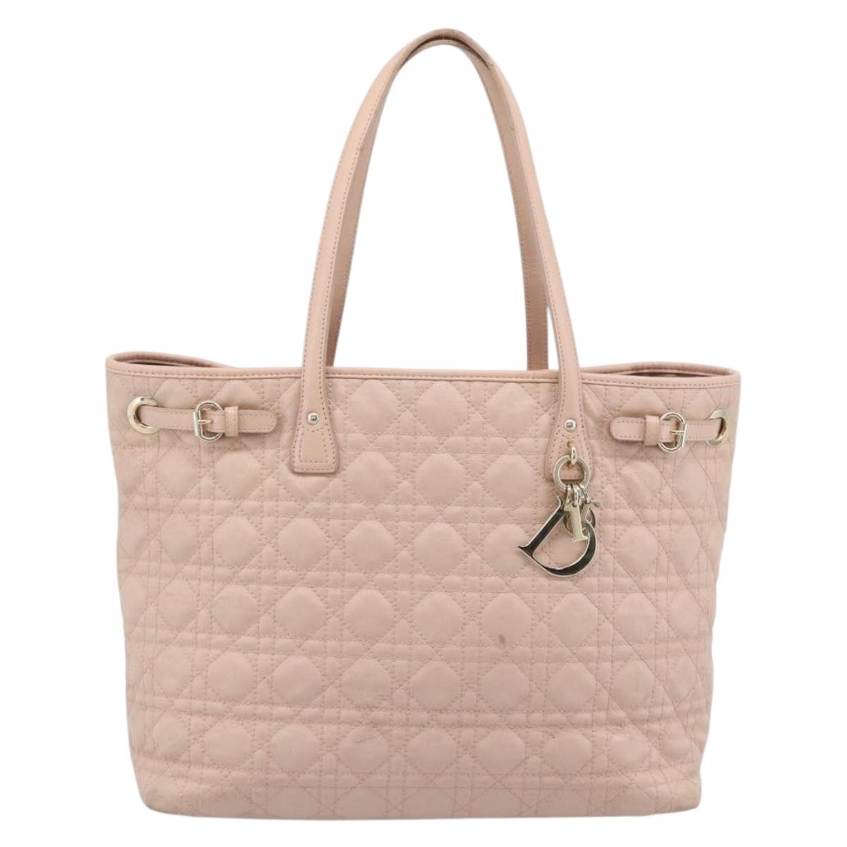 Christian Dior Canage Panarea Tote Bag Coated Canvas Pink Gold Auth mr2712