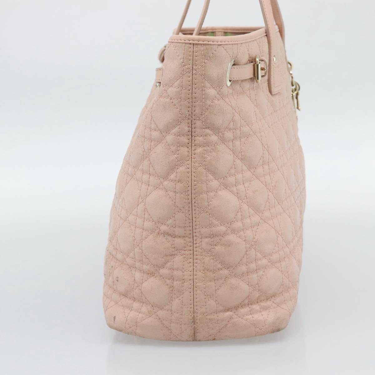 Christian Dior Canage Panarea Tote Bag Coated Canvas Pink Gold Auth mr2712