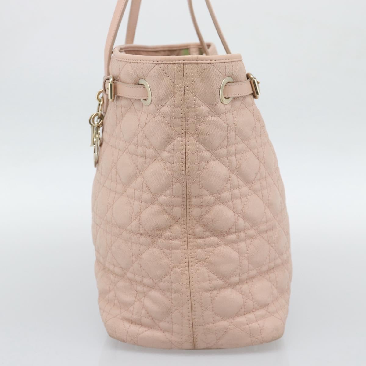 Christian Dior Canage Panarea Tote Bag Coated Canvas Pink Gold Auth mr2712
