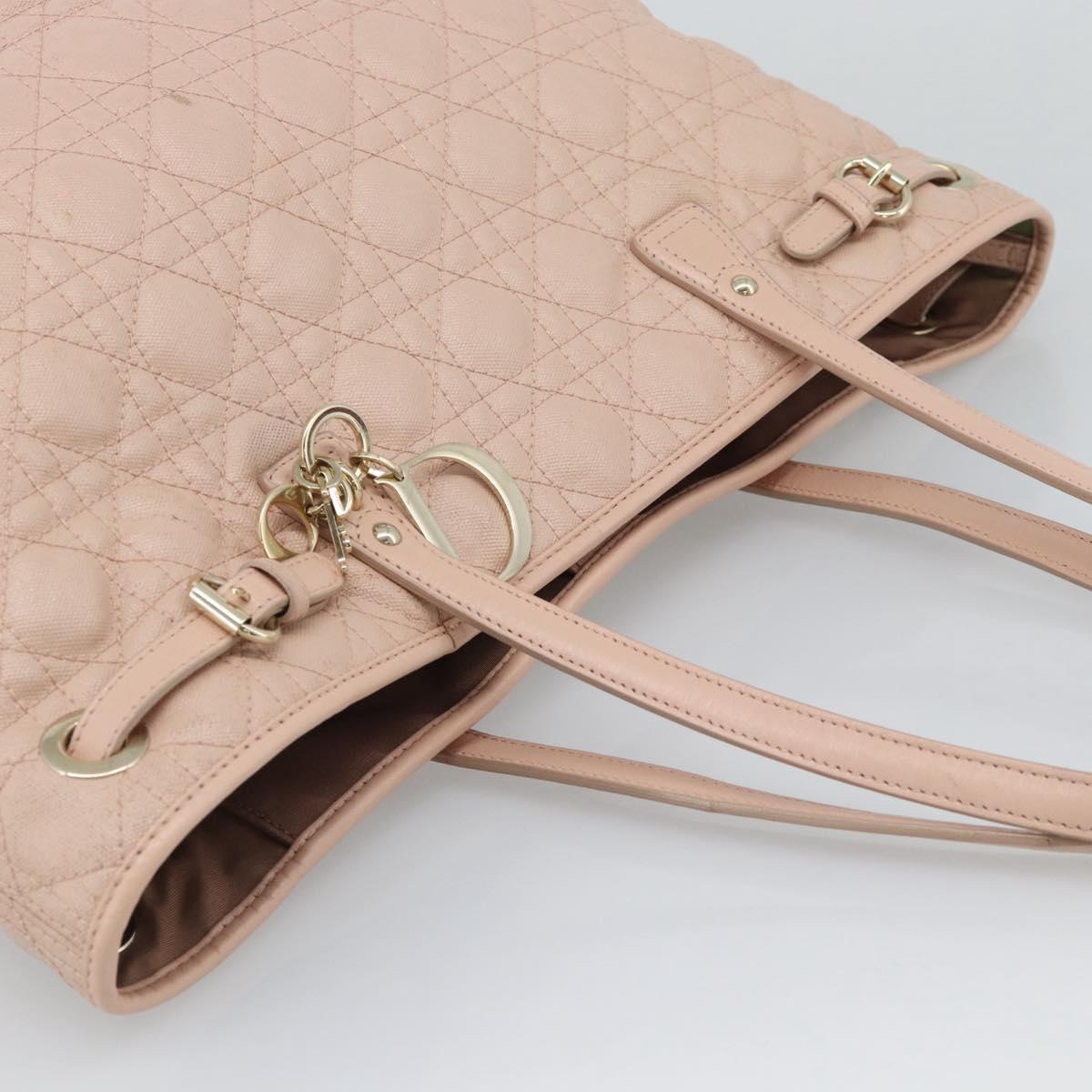 Christian Dior Canage Panarea Tote Bag Coated Canvas Pink Gold Auth mr2712