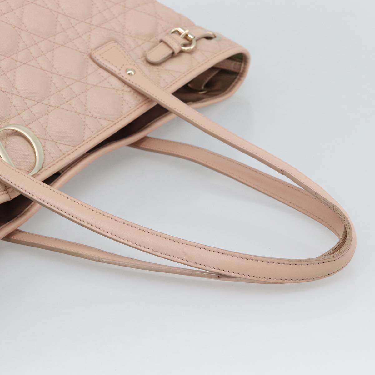 Christian Dior Canage Panarea Tote Bag Coated Canvas Pink Gold Auth mr2712