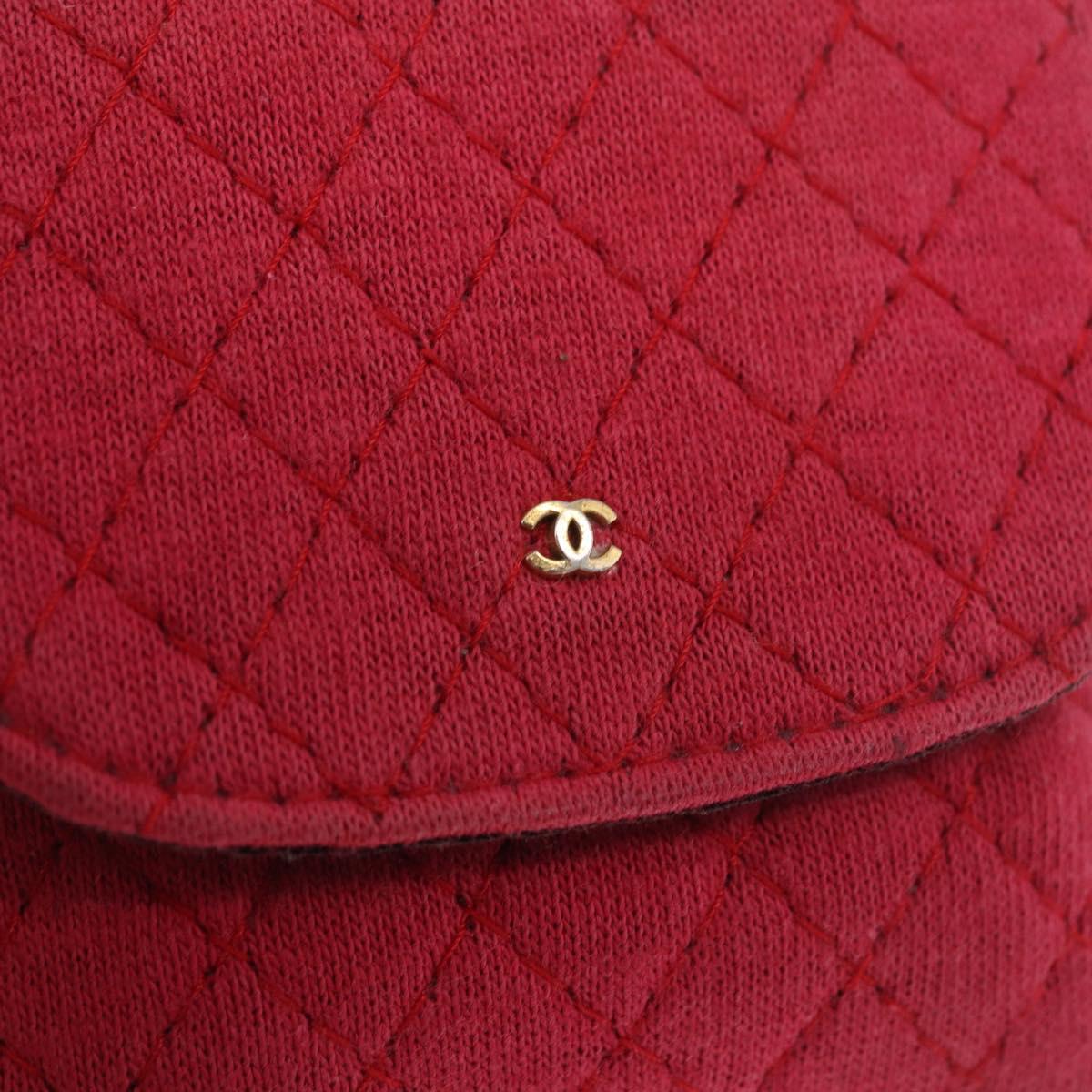 CHANEL Chain Pouch Cotton Pink Gold CC Auth mr2713