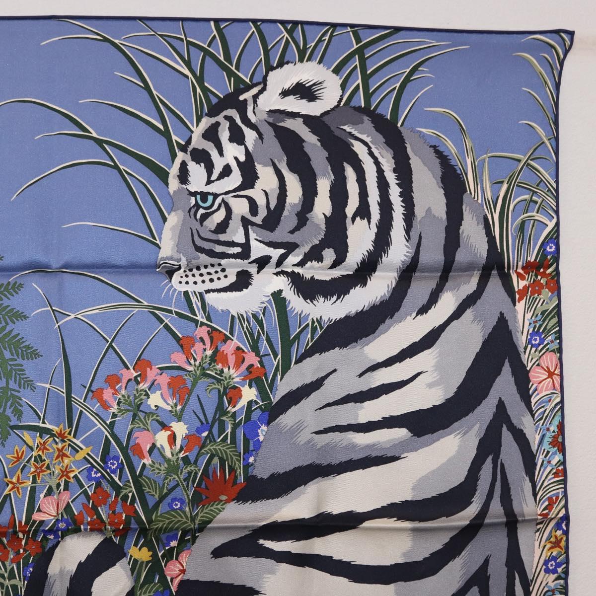 HERMES Carre 70 Scarf ""Tiger"" Silk Red Auth mr2714M