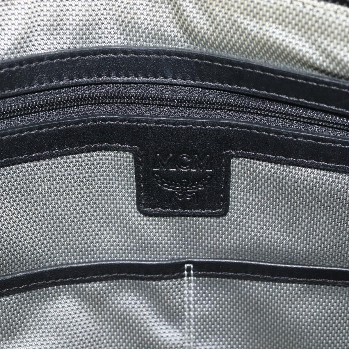 MCM Vicetos Logogram Clutch Bag Leather PVC Black Silver Auth mr2715