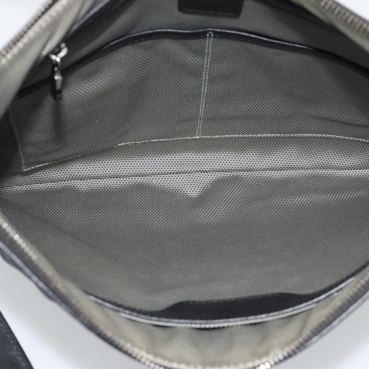 MCM Vicetos Logogram Clutch Bag Leather PVC Black Silver Auth mr2715