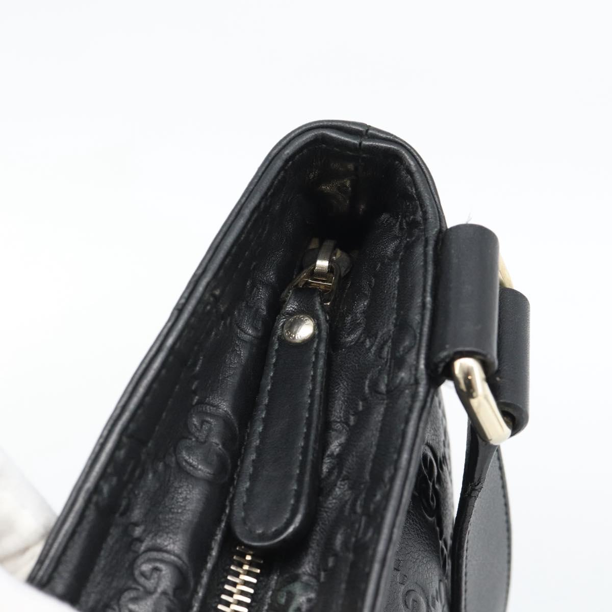 GUCCI GG Canvas Guccissima Shoulder Bag Leather Black Gold 201446 Auth mr2717